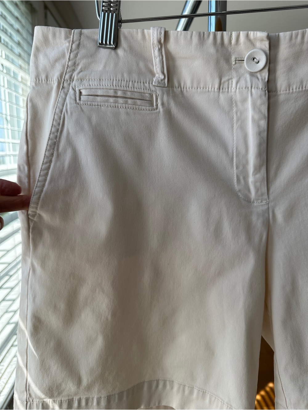 Talbots Cream Chino Shorts - Classic Casual Style, High Rise, Stretch Cotton